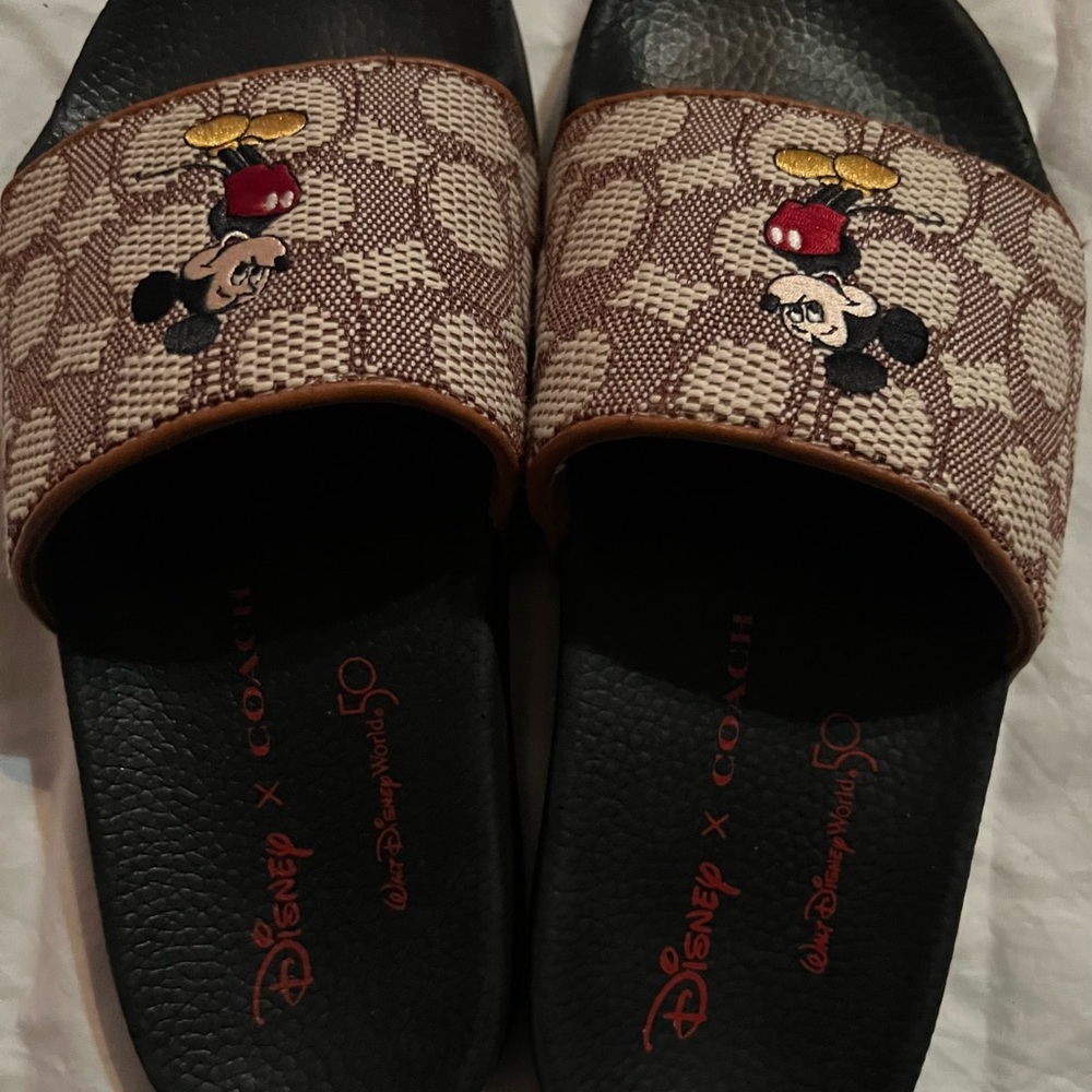 New ladies Mickey Mouse Slides - Black and Brown
